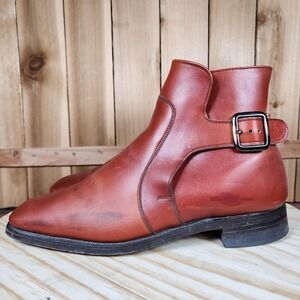 Loake Bros Jodhpur Boots Mens 10 UK 9 Brown Leather Buckle England Made Beatles